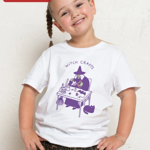 Witch Crafts Tee Halloween Cute Spooky Graphic Shirt for Kids Women