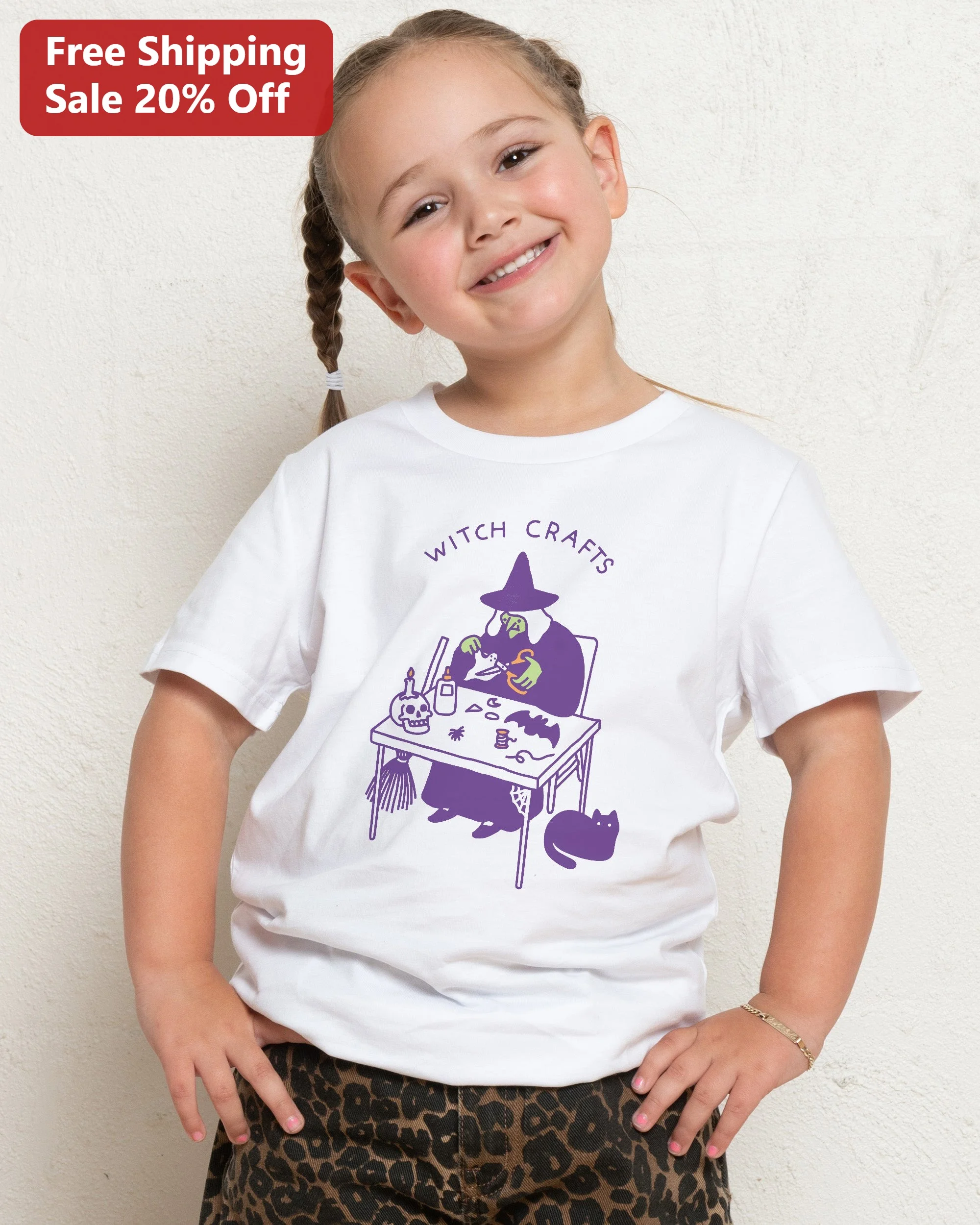 Witch Crafts Tee Halloween Cute Spooky Graphic Shirt for Kids Women