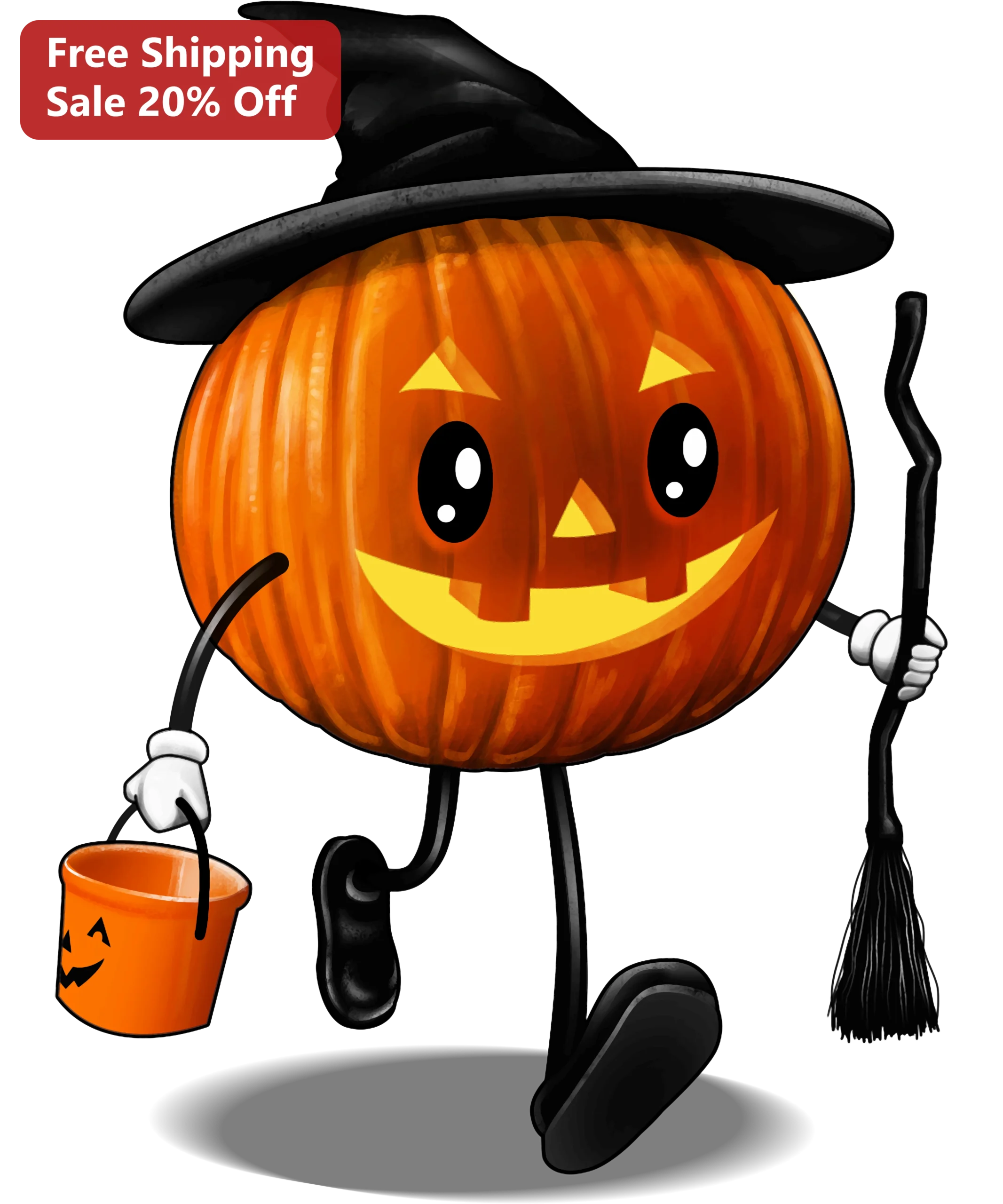 Witch Pumpkin Halloween Cartoon Sticker Cute Jack O Lantern Trick or Treat Vinyl Decal for Laptop Water Bottle Kids Gift