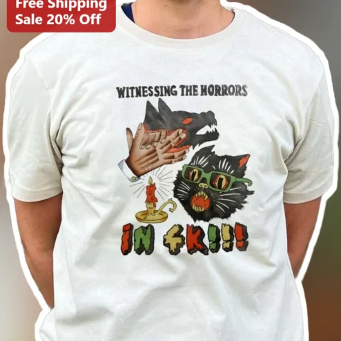 Witnessing The Horrors In Fk!!! Eldritch Horror Cat Graphic Tee