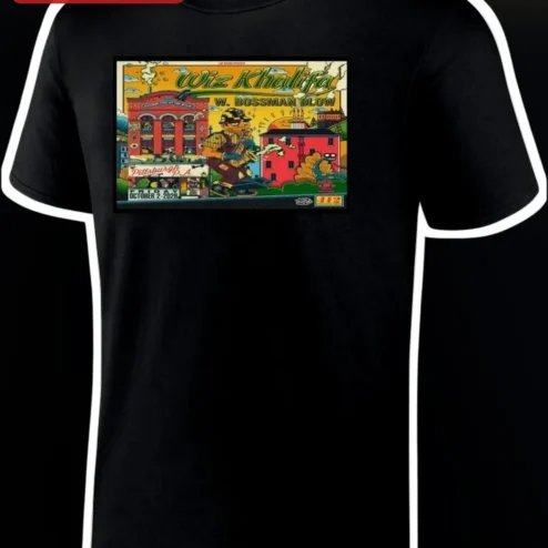 Wiz Khalifa W. Bossman Blow Retro Concert Poster Graphic Tee Taylor Gang Merch Hip Hop Shirt