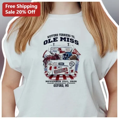 Wofford Terriers vs. Ole Miss Rebels Game Day Tee Nov 21 2026 Vaught-Hemingway Stadium Oxford MS Fan Shirt