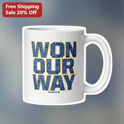 WON OUR WAY Baseball Mug Personalized Custom Roster Name Gift for Fans