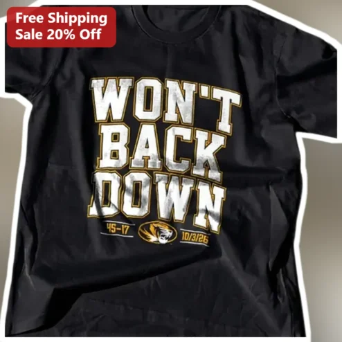 Won't Back Down Tiger Football Fan Tee Varsity Style College Spirit Shirt