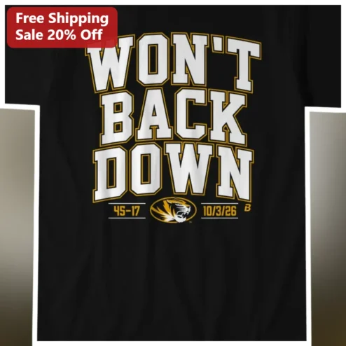Won't Back Down Tiger Mascot Varsity Tee College Football Fan Gift