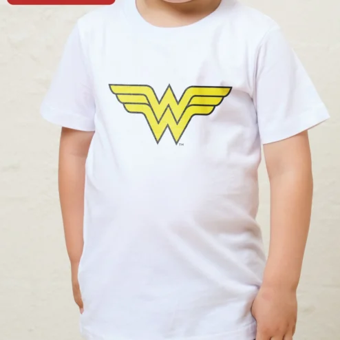 Wonder Woman Classic Logo Tee for Kids Girls Boys DC Comics Superhero Shirt