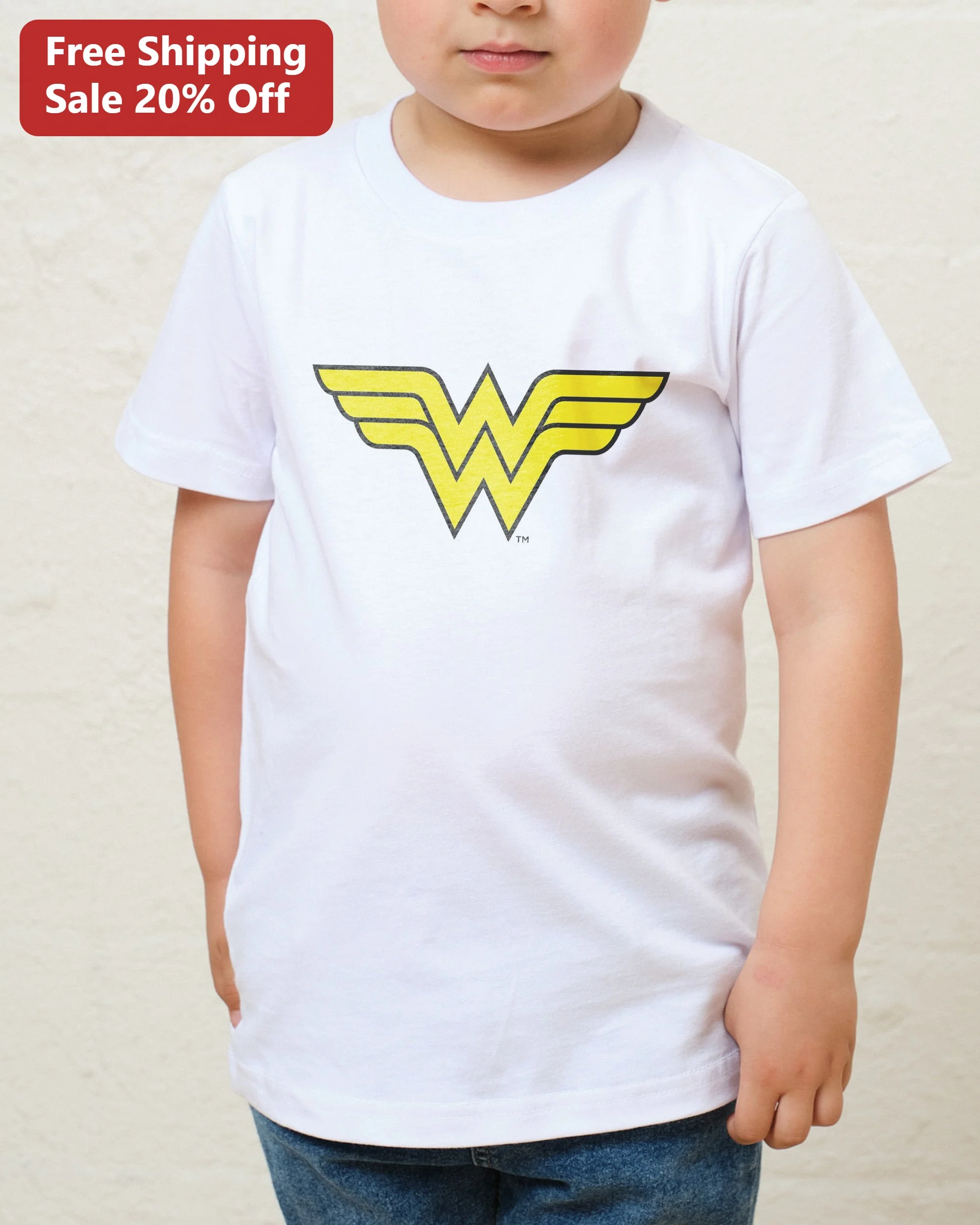 Wonder Woman Classic Logo Tee for Kids Girls Boys DC Comics Superhero Shirt