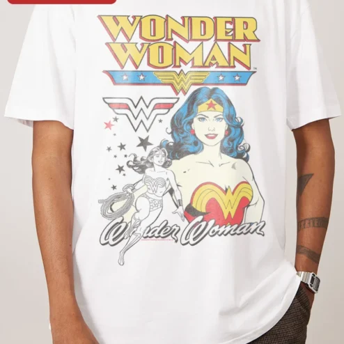 Wonder Woman Vintage Comic Art Graphic Tee for Women DC Comics Superhero Shirt