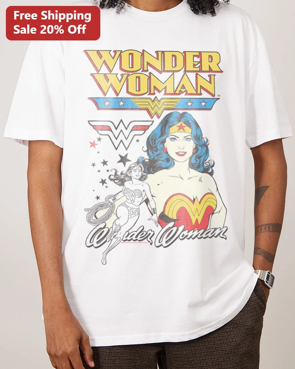 Wonder Woman Vintage Comic Art Graphic Tee for Women DC Comics Superhero Shirt