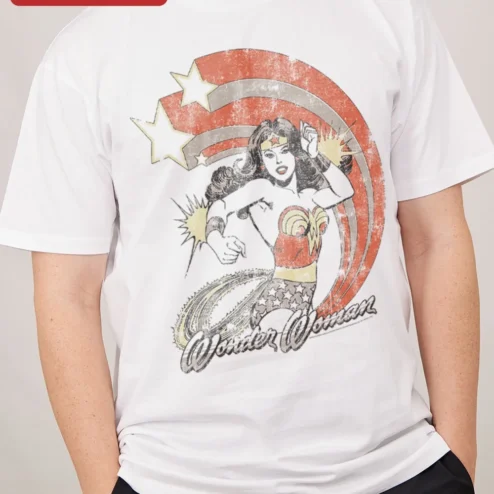 Wonder Woman Vintage Retro Distressed Graphic Tee for Women Comic Book Superhero Shirt