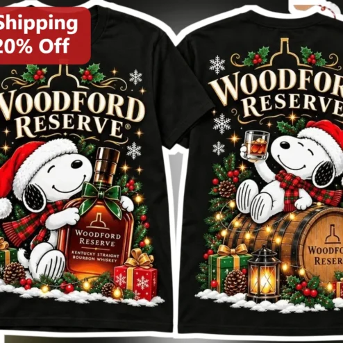 Woodford Reserve Snoopy Christmas Tee Bourbon Lover Holiday Gift