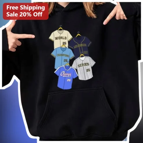 World 26 Champions Series Baseball Jersey Collage Hoodie