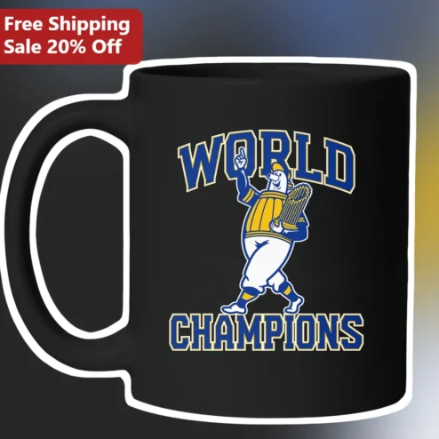 World Champions Mug Black Ceramic Polar Bear Mascot Sports Victory Coffee Cup Gift for Hockey Fans