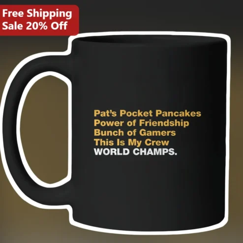 World Champs Mug Personalized Custom Team Name Black Ceramic Coffee Cup Gift for Sports Fans and Gaming Squads