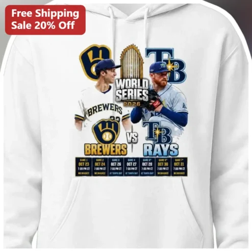 World Series 2026 Brewers vs Rays Hoodie MLB Baseball Fan Gear Gift