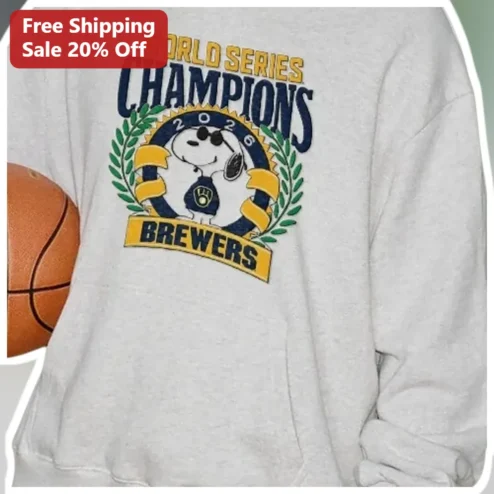 World Series Champions Brewers Snoopy Sweatshirt Milwaukee Baseball Fan Gear