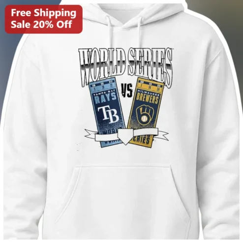 World Series Hoodie Tampa Bay Rays vs Milwaukee Brewers Vintage Ticket Design Pullover