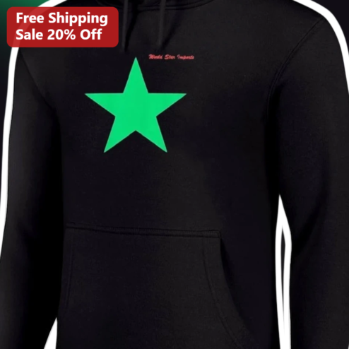 World Star Imports Hoodie Black Green Star Streetwear Pullover