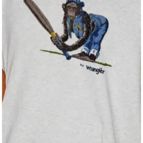 Wrangler Tee Funny Cartoon Chimpanzee Baseball Player Graphic Shirt for Men Women