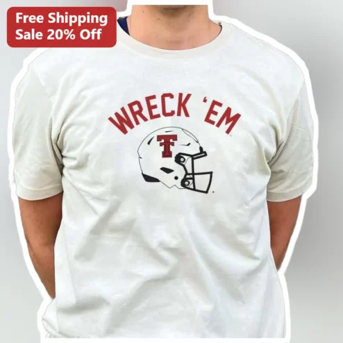 Wreck 'Em Texas Tech Red Raiders College Football Fan Graphic Tee available at our Chicago, Illinois warehouse