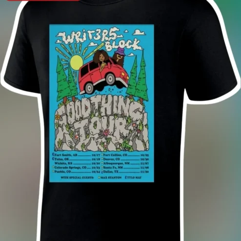 WRIT3RS BLOCK Good Thing Tour Tee Retro Concert Poster Merch