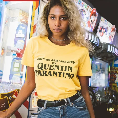 Written and Directed by Quentin Tarantino Tee Movie Director Credit Graphic T-Shirt for Cinephiles