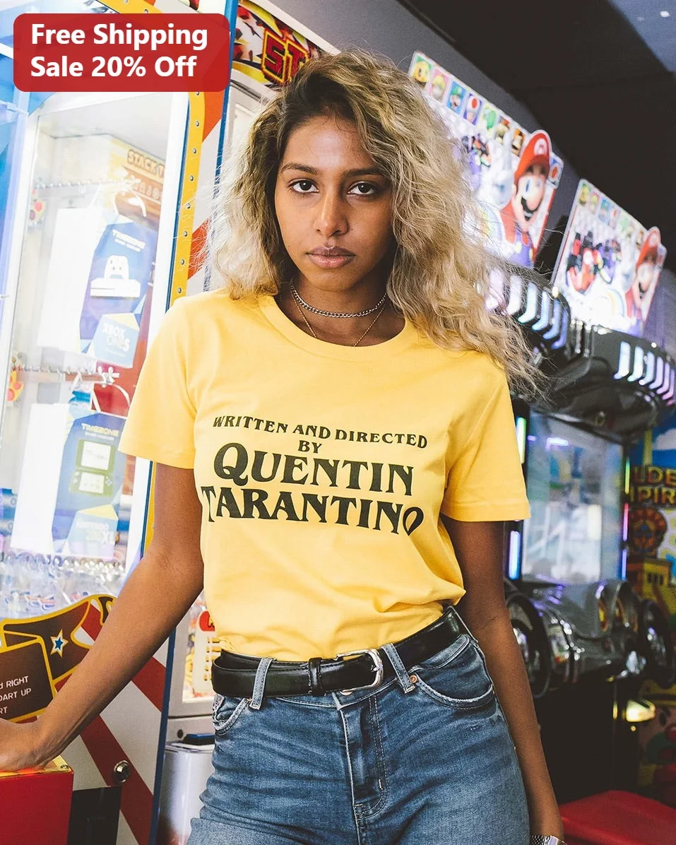 Written and Directed by Quentin Tarantino Tee Movie Director Credit Graphic T-Shirt for Cinephiles
