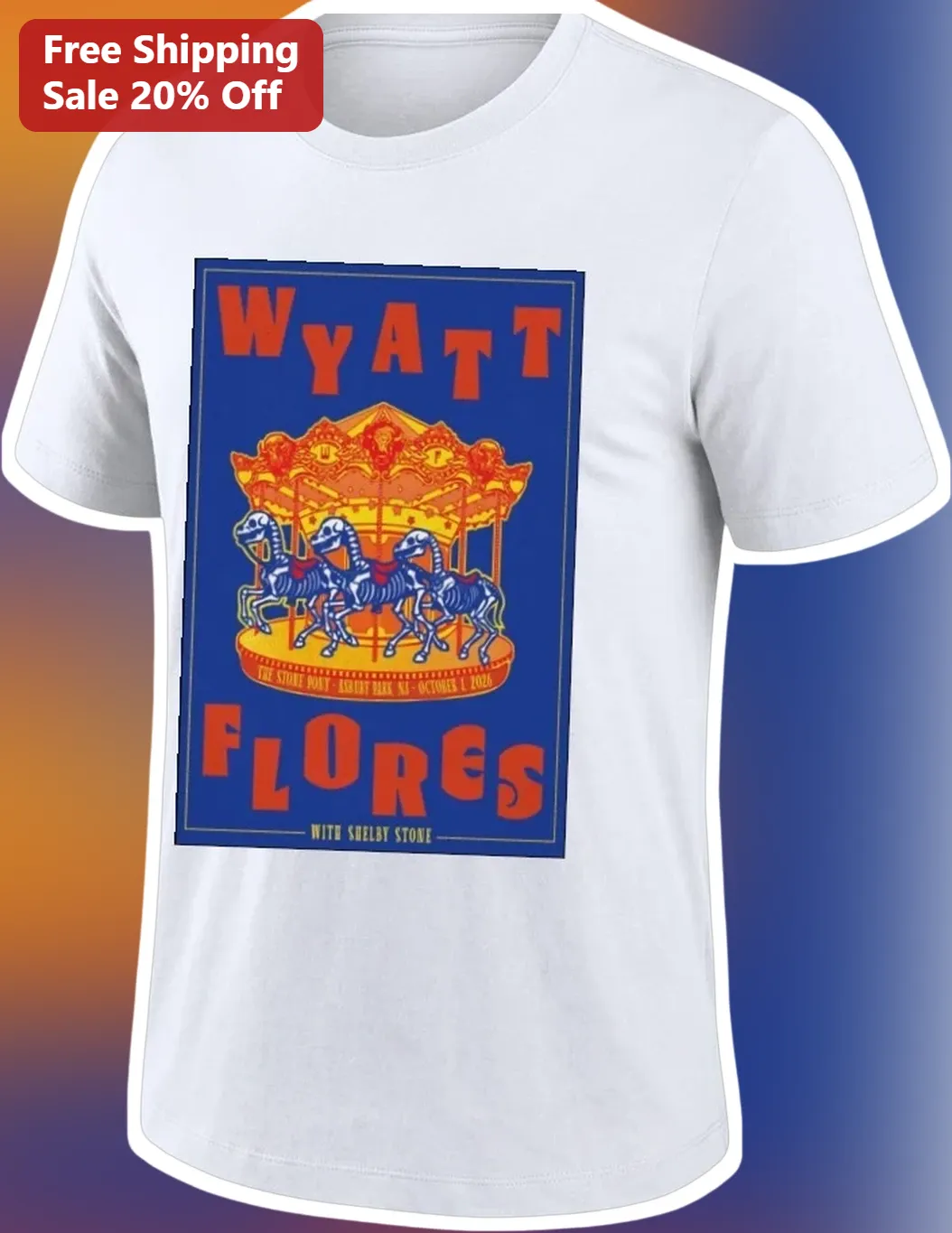 Wyatt Flores Skeleton Horse Carousel Vintage Tour Merch Graphic Tee