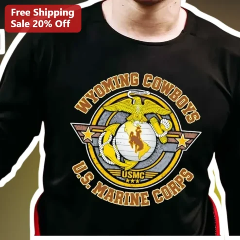 Wyoming Cowboys USMC Marine Corps Graphic Tee Veteran Gift for Men Women
