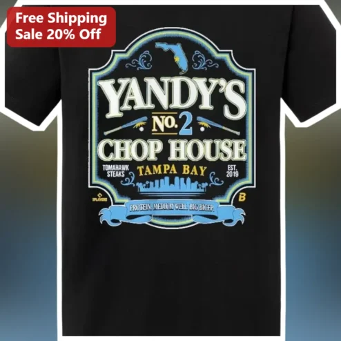 Yandy's No.2 Chop House Protein Medium Well Big Bicep Tee Vintage Baseball Humor Shirt Gift for Gym Fans