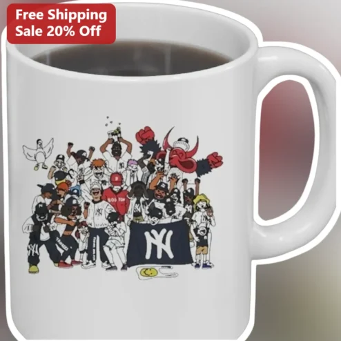 Yankees Fan Art Cartoon Crowd Baseball Mug New York Yankees Gift