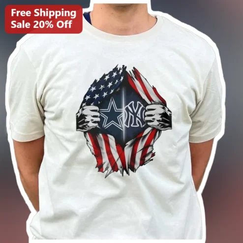 Yankees Superhero Rip American Flag Tee New York Baseball Fan Patriotic Graphic Shirt