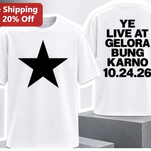 Ye Live at Gelora Bung Karno Concert Tee Kanye West Jakarta Merch Graphic T-Shirt available at our Chicago, Illinois warehouse