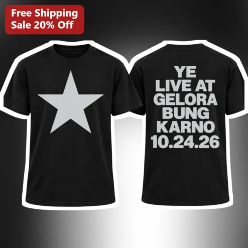 Ye Tee Black Cotton Shirt with White Star Logo Minimalist Streetwear Design