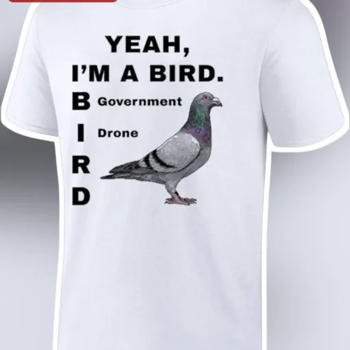Yeah I'm A Bird B Government I Drone R D Funny Pigeon Graphic Tee