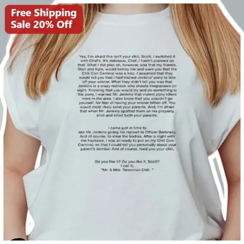 Yes I'm Afraid This Isn't Your Chili Scott Cartman Quote Tee South Park Eric Cartman Graphic Shirt
