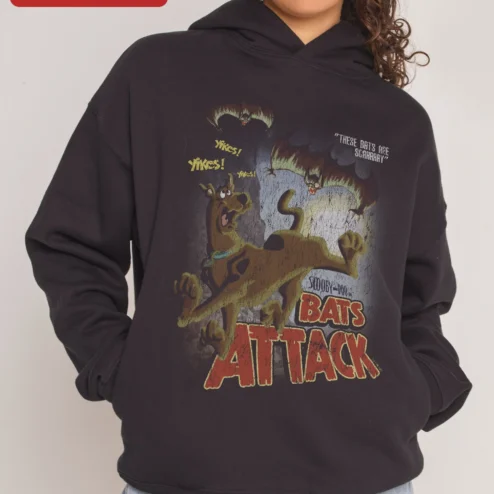 Yikes These Bats Are Scarry Scooby-Doo Hoodie Halloween Cartoon Graphic Sweatshirt