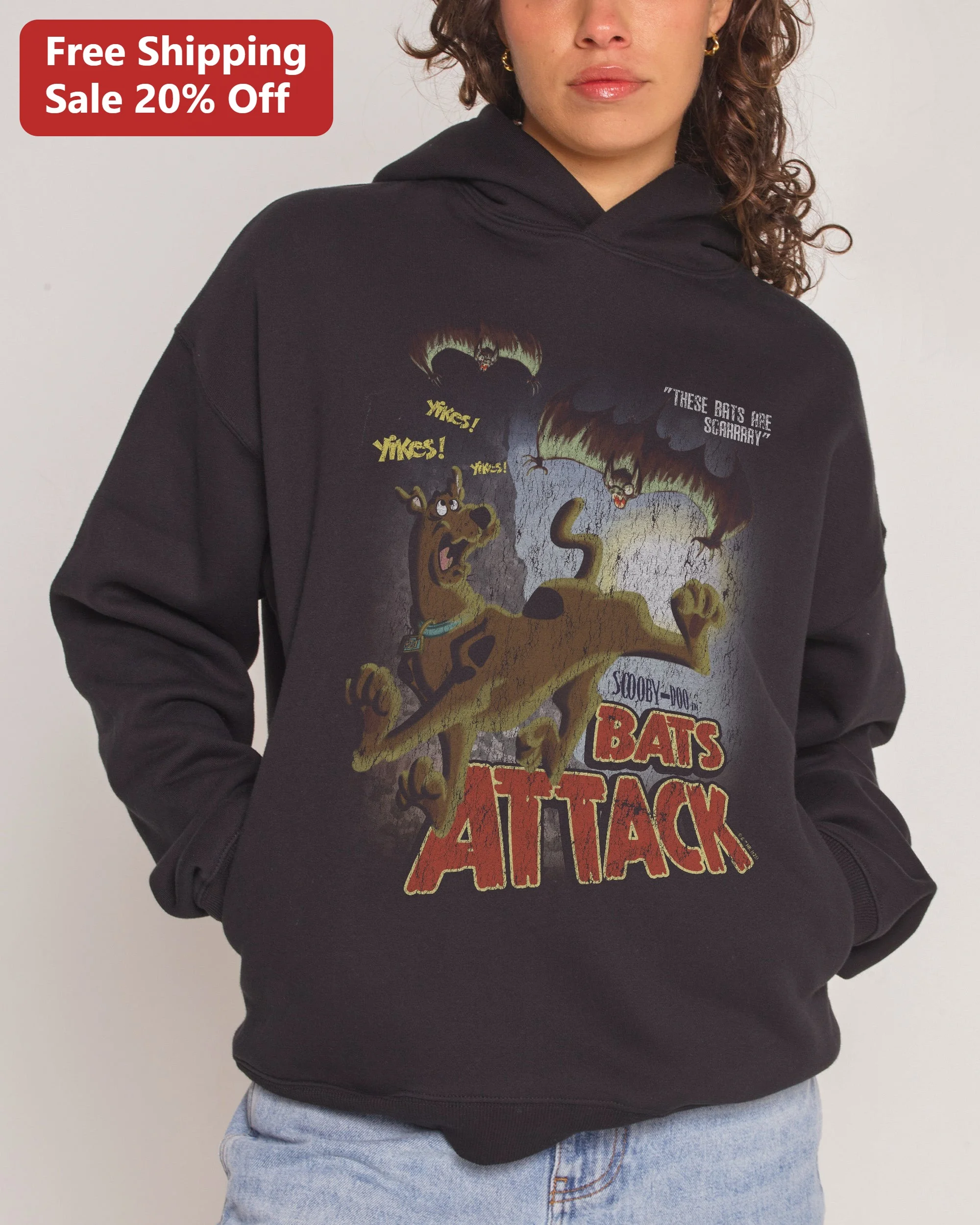Yikes These Bats Are Scarry Scooby-Doo Hoodie Halloween Cartoon Graphic Sweatshirt