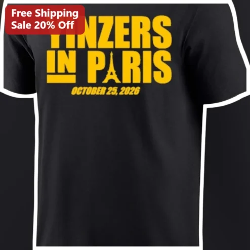 Yinzers In Paris Tee Steelers Fan Gift Black Graphic T-Shirt available at our Chicago, Illinois warehouse