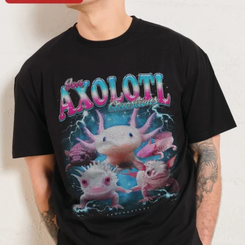 You Axolotl Questions Tee Funny Amphibian Pun Graphic Shirt for Aquarium Hobbyists and Minecraft Players