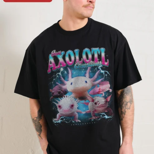 You AXOLOTL Questions Tee Funny Axolotl Graphic Shirt Retro Vaporwave Animal Lover Gift