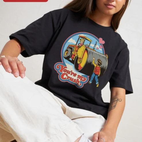 You're My Crush Tee Funny Retro Cartoon Steamroller Valentine's Day Gift for Couples