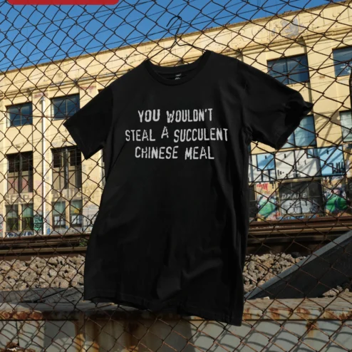 You Wouldn't Steal A Succulent Chinese Meal Tee Funny Meme Quote Shirt Viral TikTok Audio Gift on a hanger, ready to ship from Chicago, Illinois