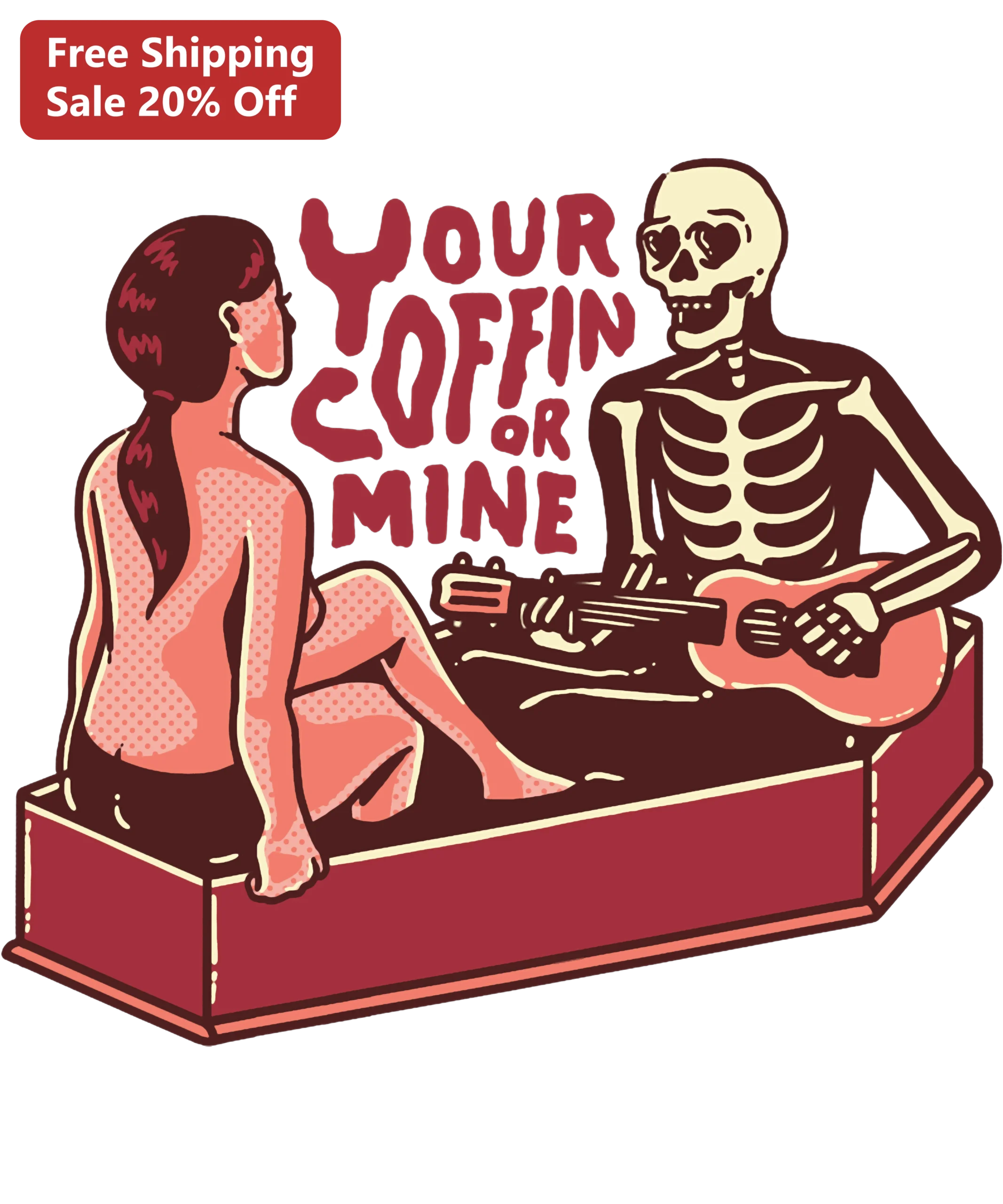 Your Coffin or Mine Tee Gothic Romance Skeleton Guitar Shirt for Couples Halloween Gift