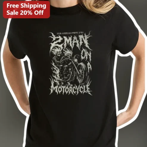 Youth American Horror Story 2 Man On A Motorcycle Graphic Tee Horror Punk Skeleton Biker Shirt