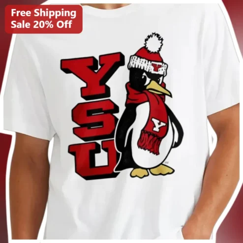 YSU Tee Penguin Pete Winter Mascot Youngstown State University Graphic T-Shirt