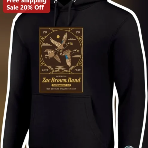 Zac Brown Band Love Fear Tour Hoodie Country Music Merch Vintage Duck Art Pullover