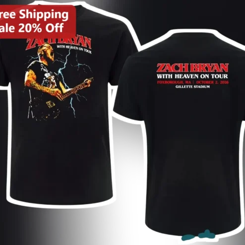 Zach Bryan With Heaven On Top Tour Graphic Tee Country Music Fan Merch