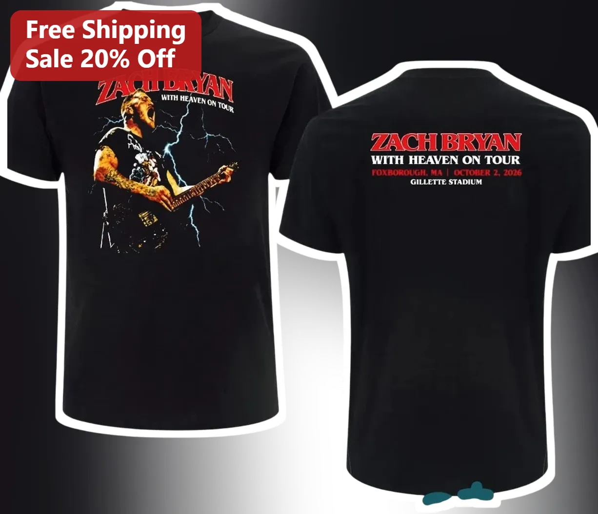 Zach Bryan With Heaven On Top Tour Graphic Tee Country Music Fan Merch