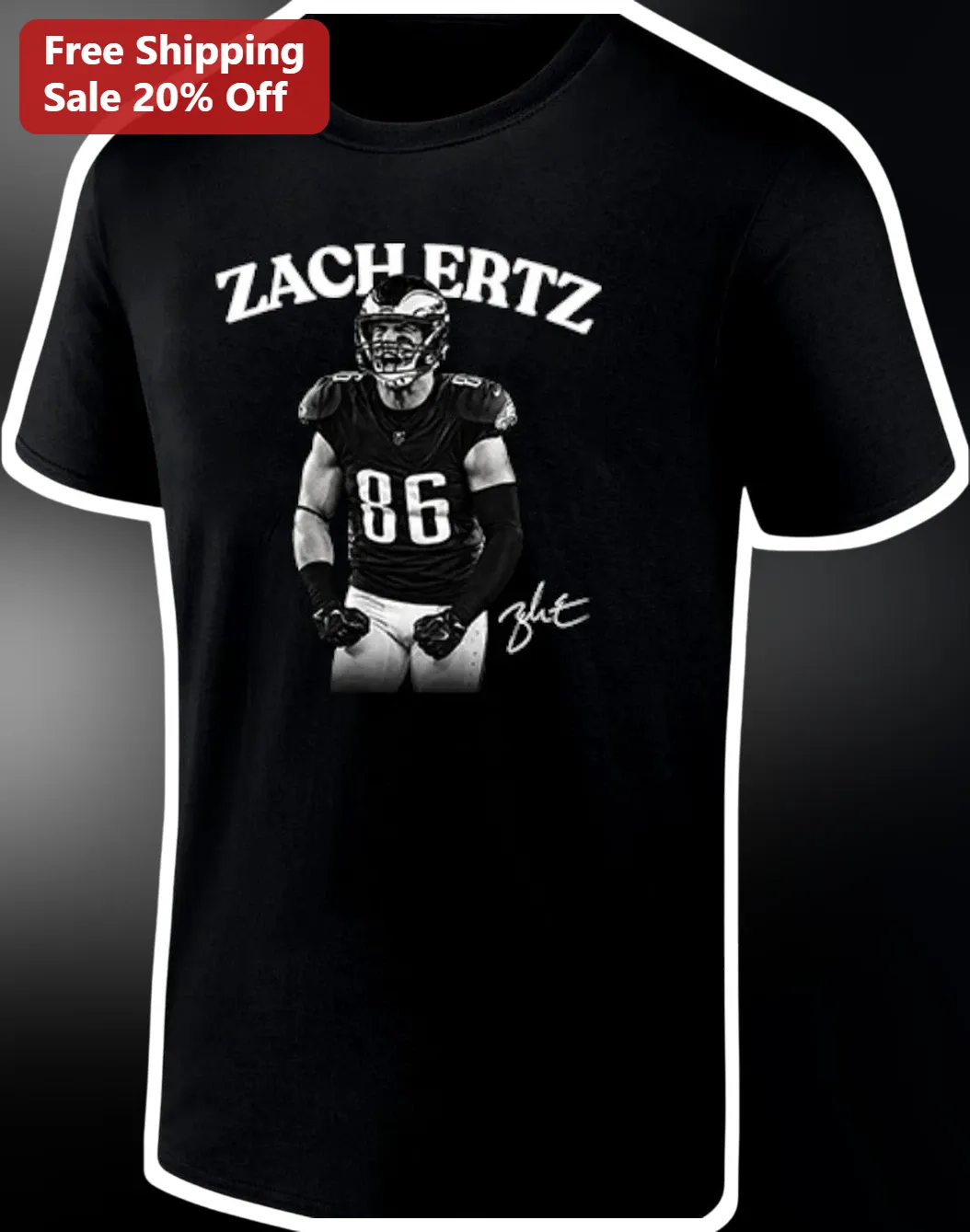 Zach Ertz Tee Philadelphia Eagles #86 Football Player Graphic Shirt for Men Women